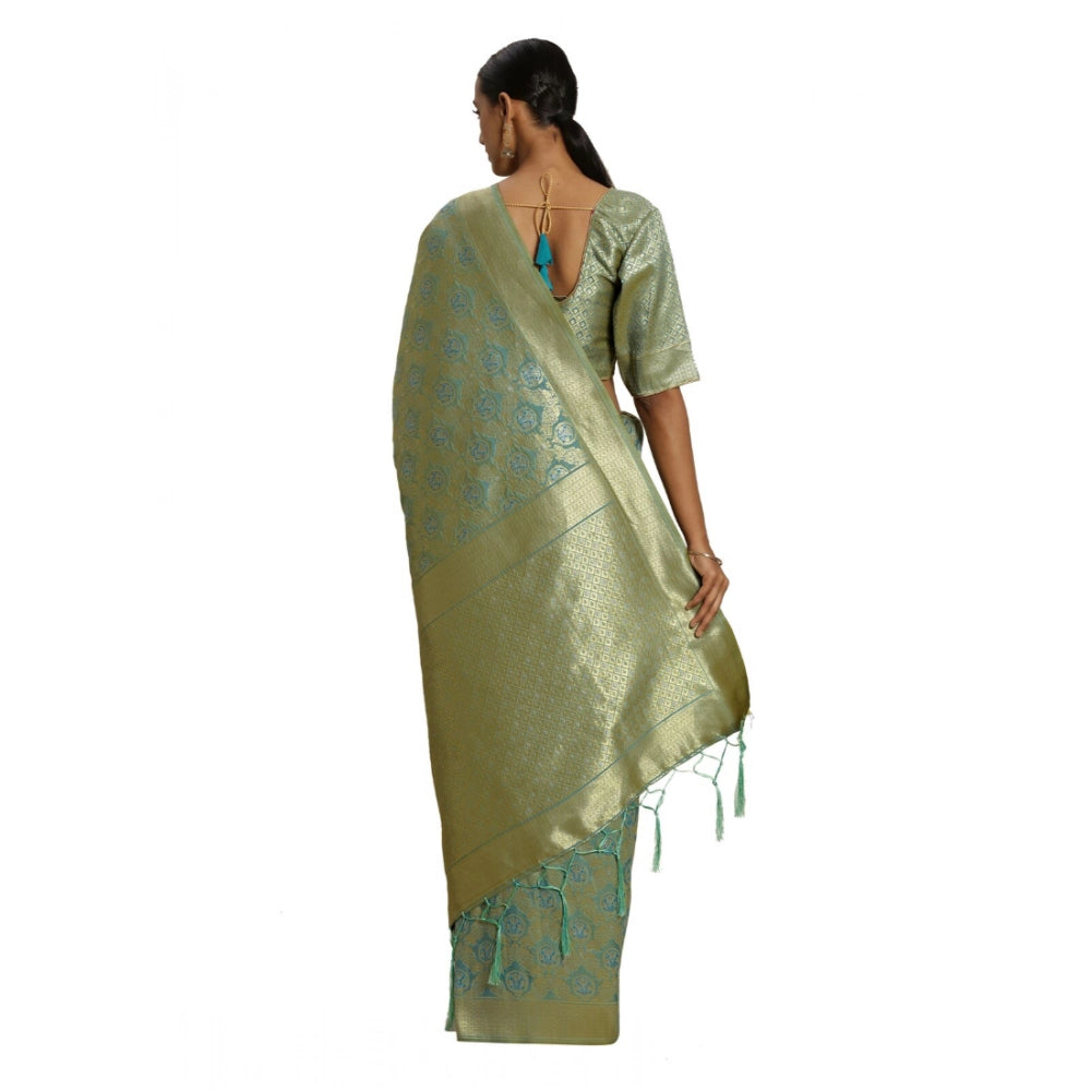 Women's Sky Blue Banarasi Silk Saree with Blouse – 5-6 Mtr