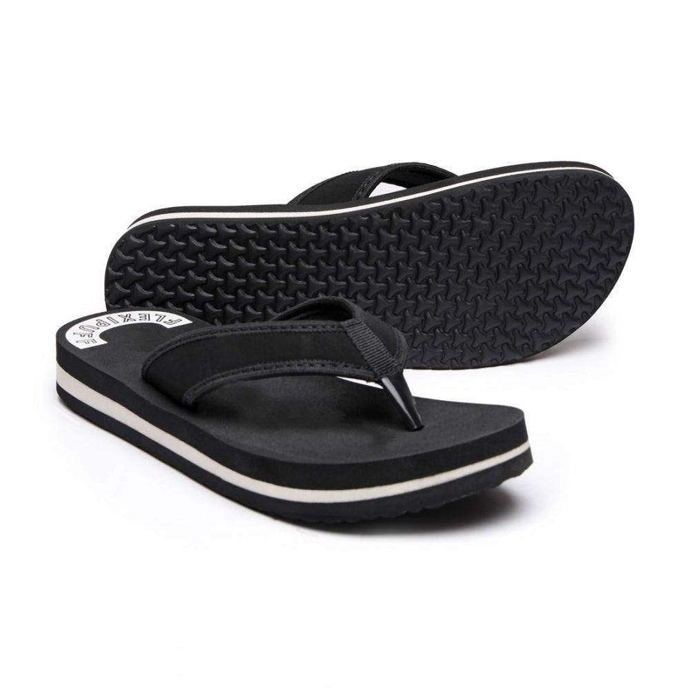Unisex Black Rubber Slip-On Flip Flops