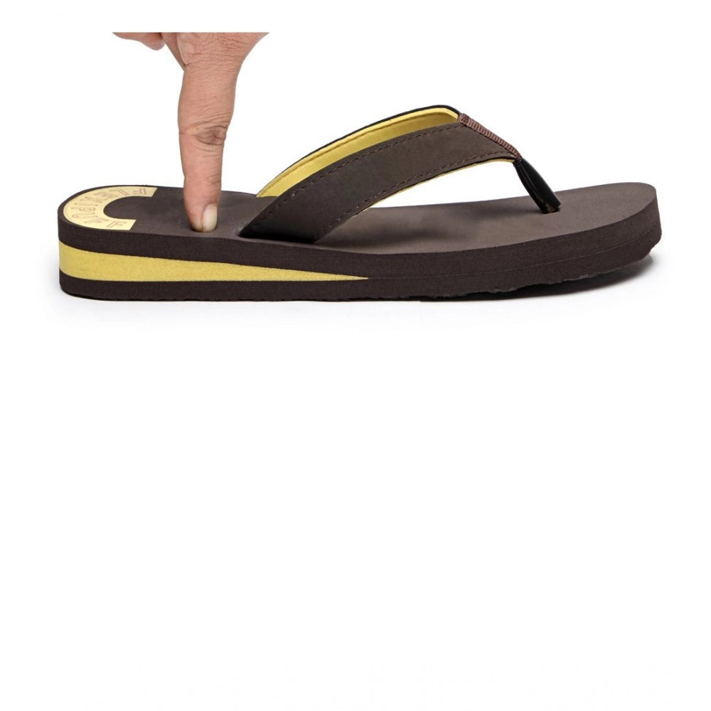 Unisex Brown Rubber Slip-On Flip Flops