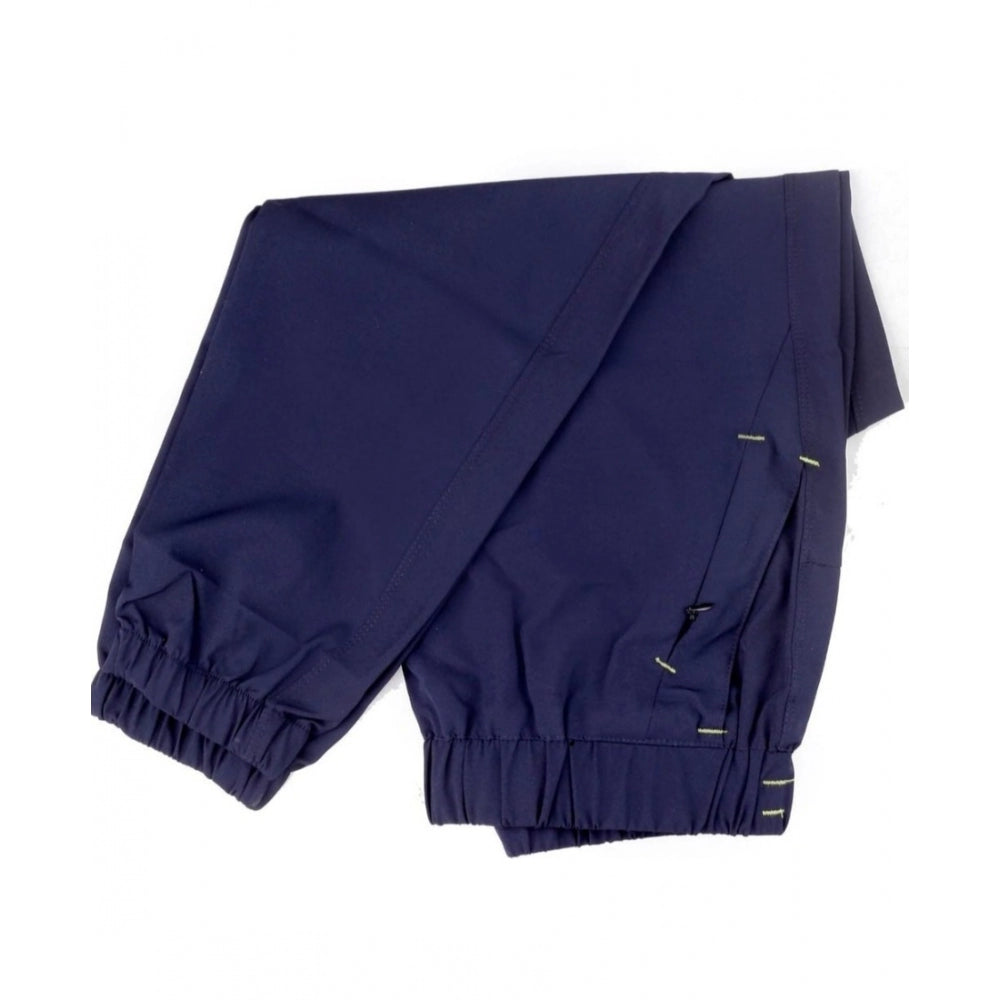Men's Navy Blue Polyester Solid Track Pants | Lightweight Sports & Casual Lower for Men
