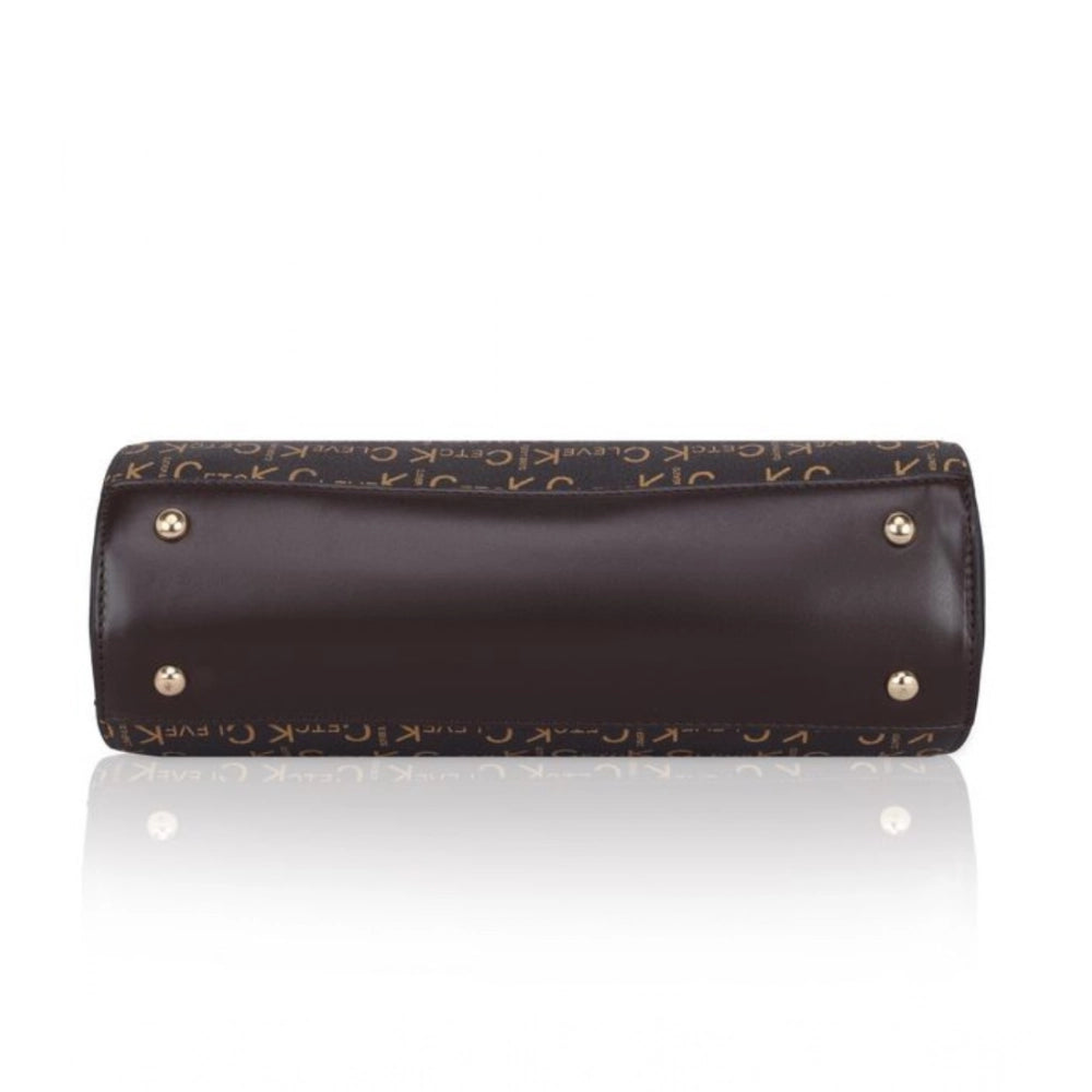 Women’s Coffee Printed Faux Leather Handbag