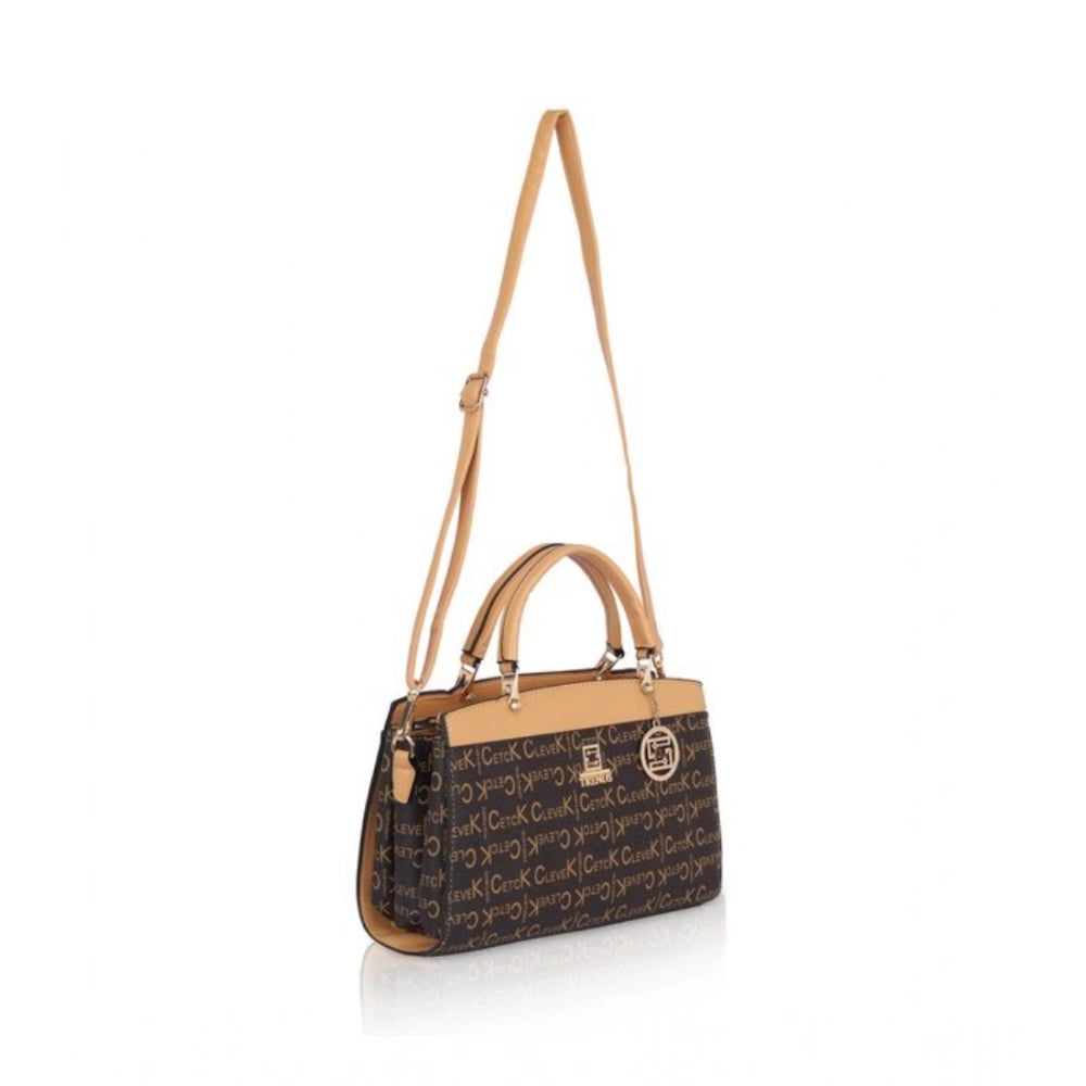 Women's Printed Faux Leather Handbag (Camel)