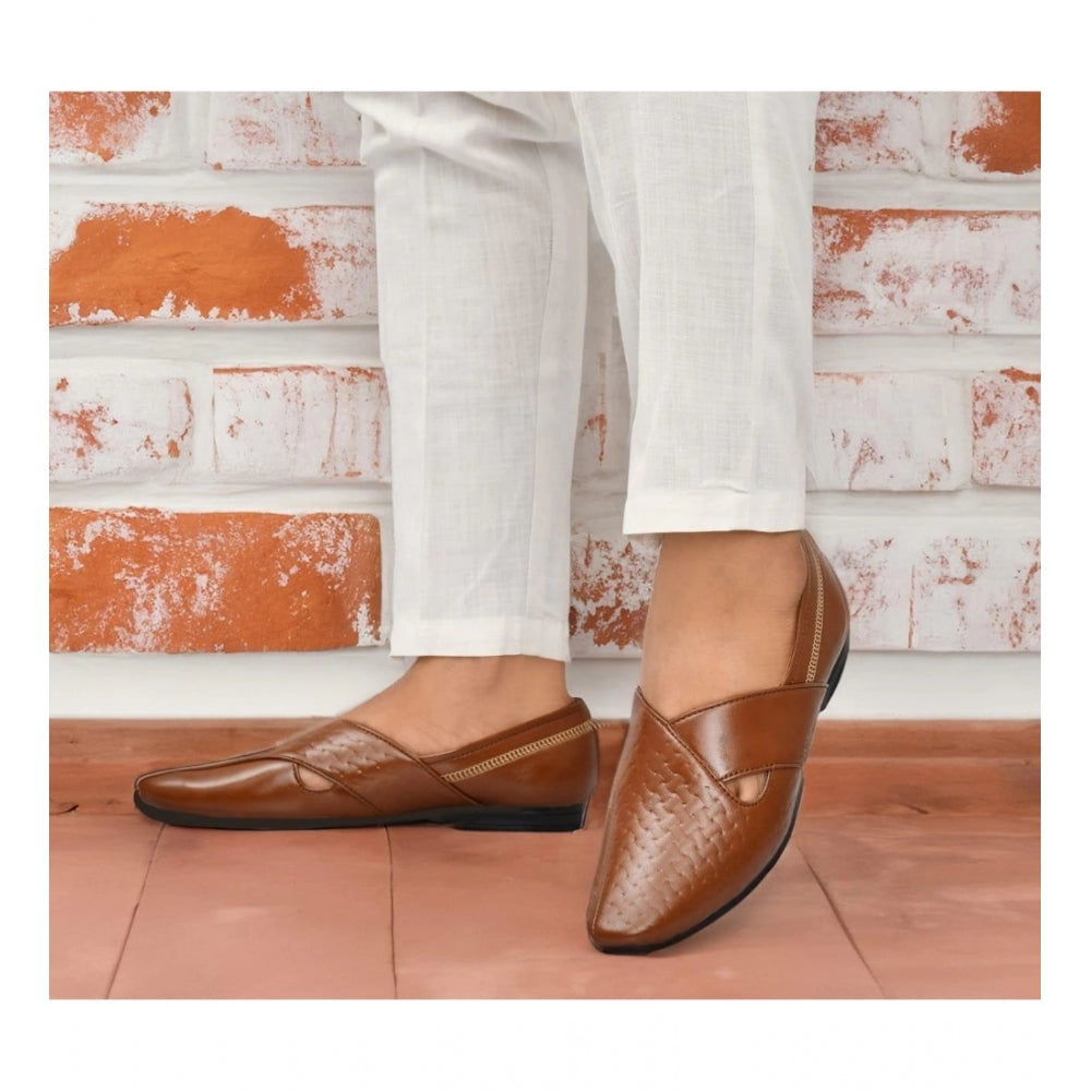 Men's Tan Faux Leather Formal Shoes