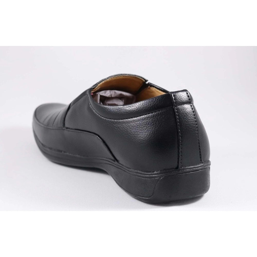 Men's Black Faux Leather Dress Slip-Ons