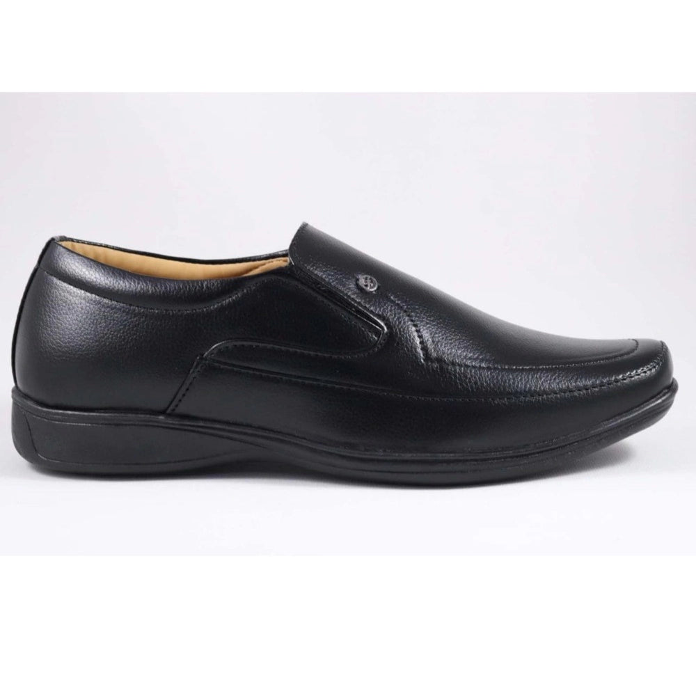 Men's Black Faux Leather Lace-Up Dress Shoes
