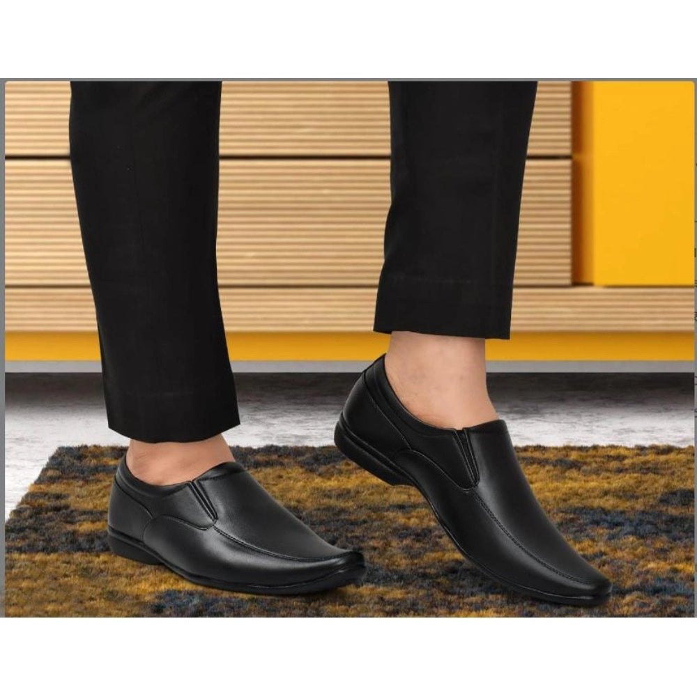 Men's Black Faux Leather Slip-On Dress Shoes