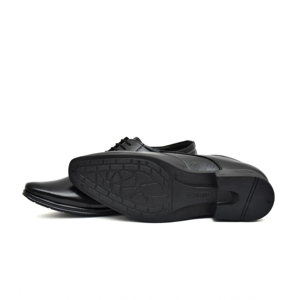 Men's Black Faux Leather Lace-Up Dress Shoes