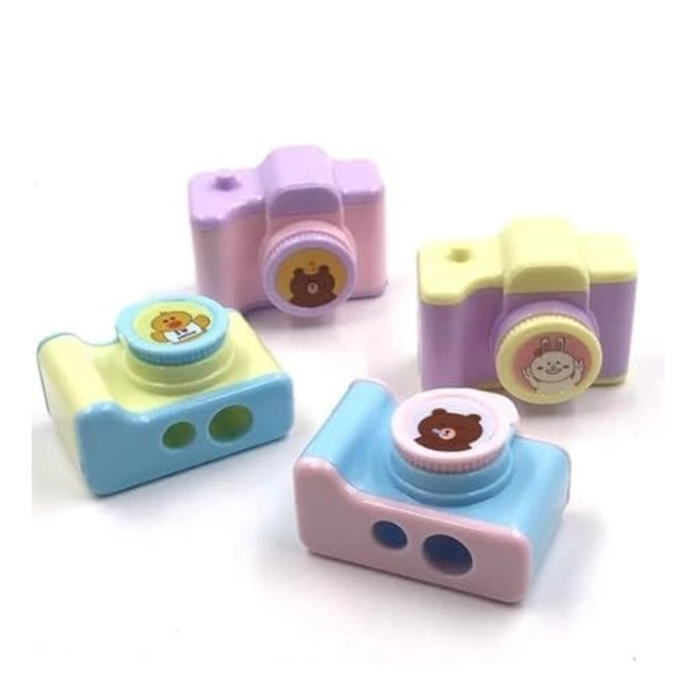 Pack of 3 Camera Model Pencil Sharpeners – Plastic Cartoon Stationery