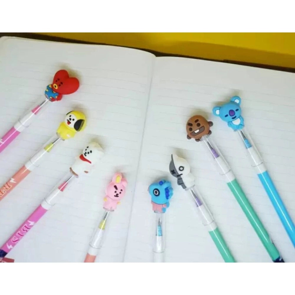 Pack of 5 BTS ARMY Pencil Set – Trendy Rubber Stationery for Kids