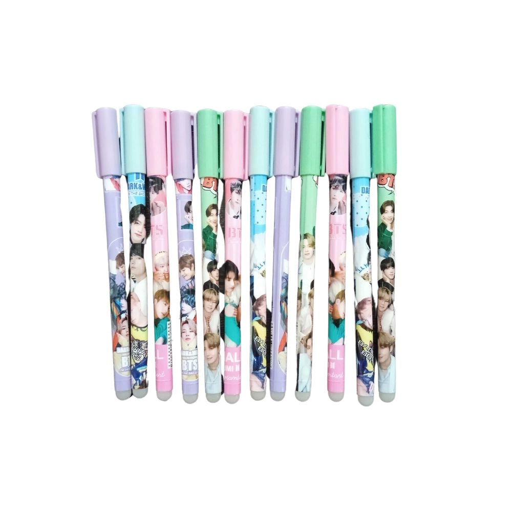 12_Pcs Set BTS Theme Reusable Pencil | Plastic, Metal | Stationery | 3+ Years