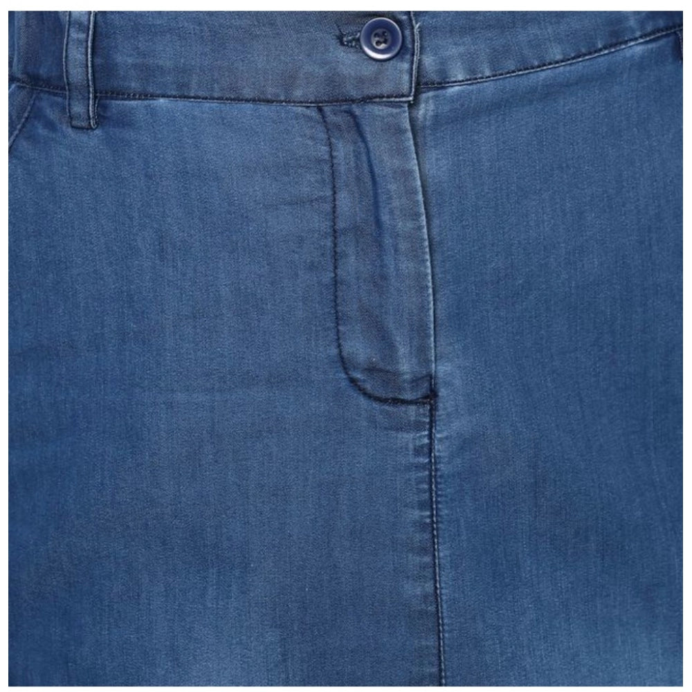 Generic Women's Denim Washed Buttoned Skirt (Blue)