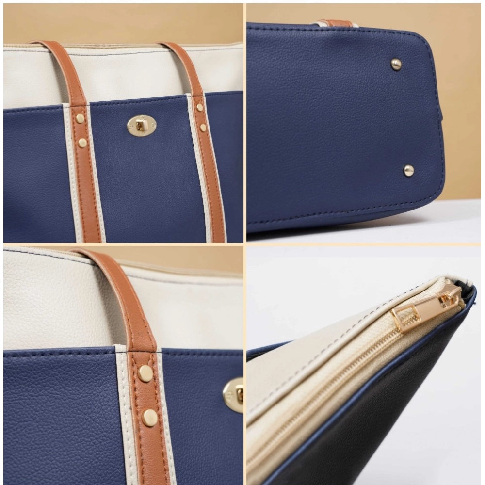Women’s Dark Blue Faux Leather Shoulder Bag