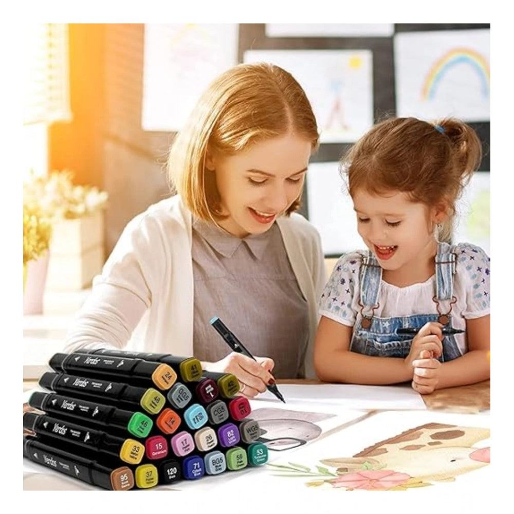 24-Piece Dual Tip Art Marker & Sketch Pen Set