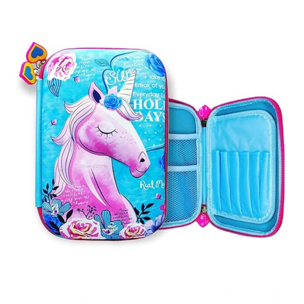 Multicolor Unicorn Plastic Pencil Pouch for Kids