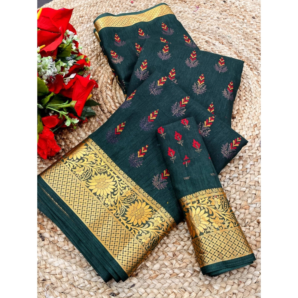 Generic Women's Digital Dolla Silk Printed Saree With Unstitched Blouse 5.5Mtr (Green)