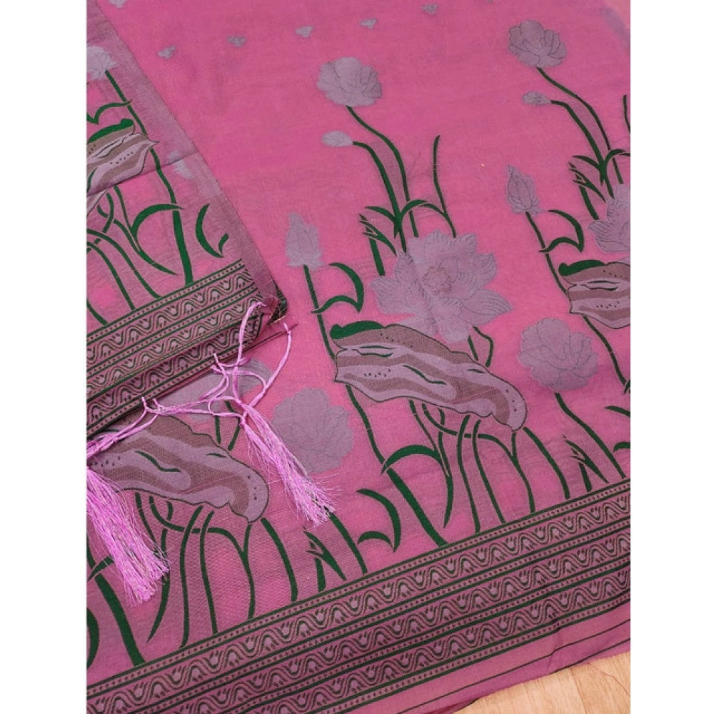 Women's Banarasi Silk Printed Unstitched Salwar Suit Material with Dupatta | Elegant Ethnic Wear | Pink | 3 Meter Fabric