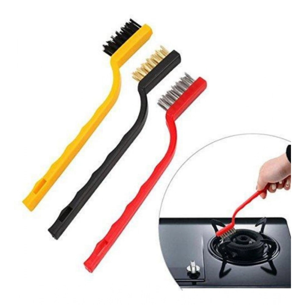 Generic Pack Of 3_Small Wire Brush Set for Cleaning And Rust Removal (Color: Assorted )