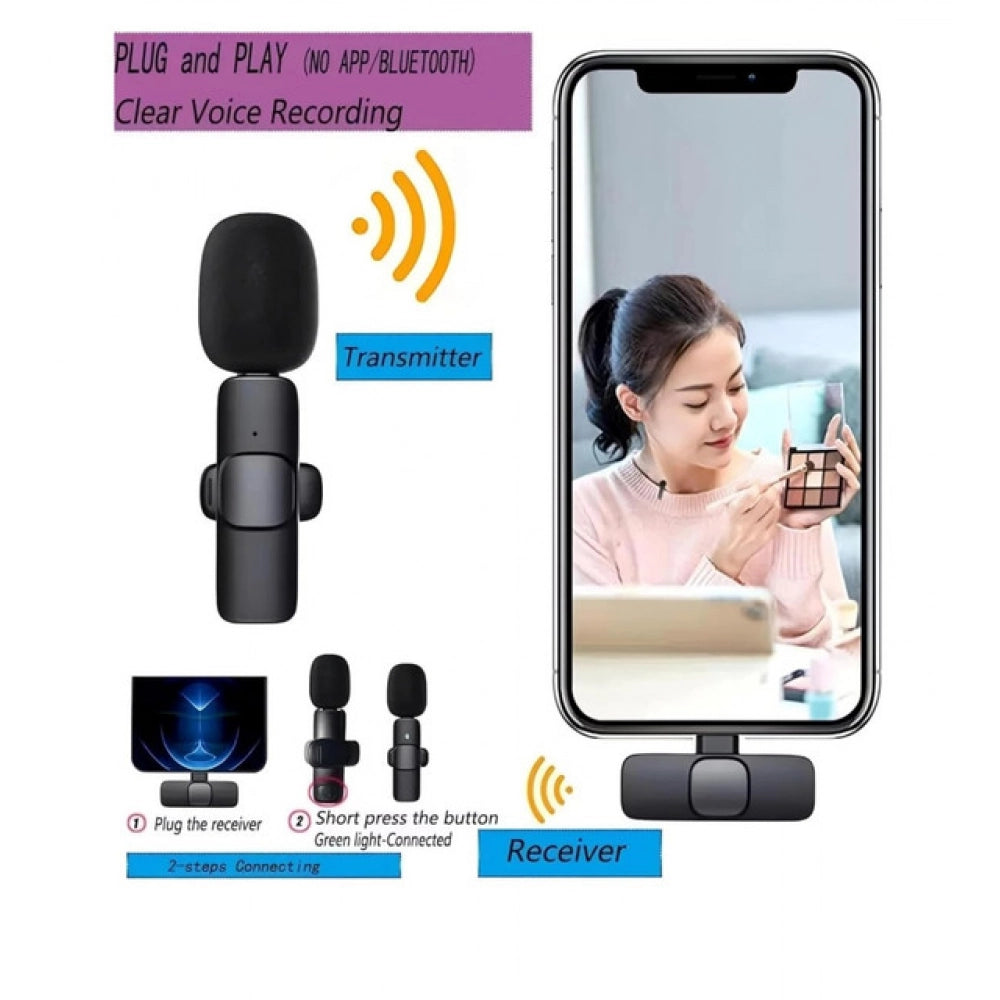 K9 Mini Wireless Microphone with Receiver – Portable Recording Mic
