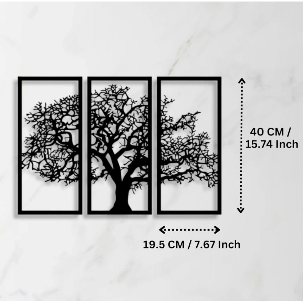 Generic Wooden 3 Pieces Tree Wall Art Panel Frame for Home Decor