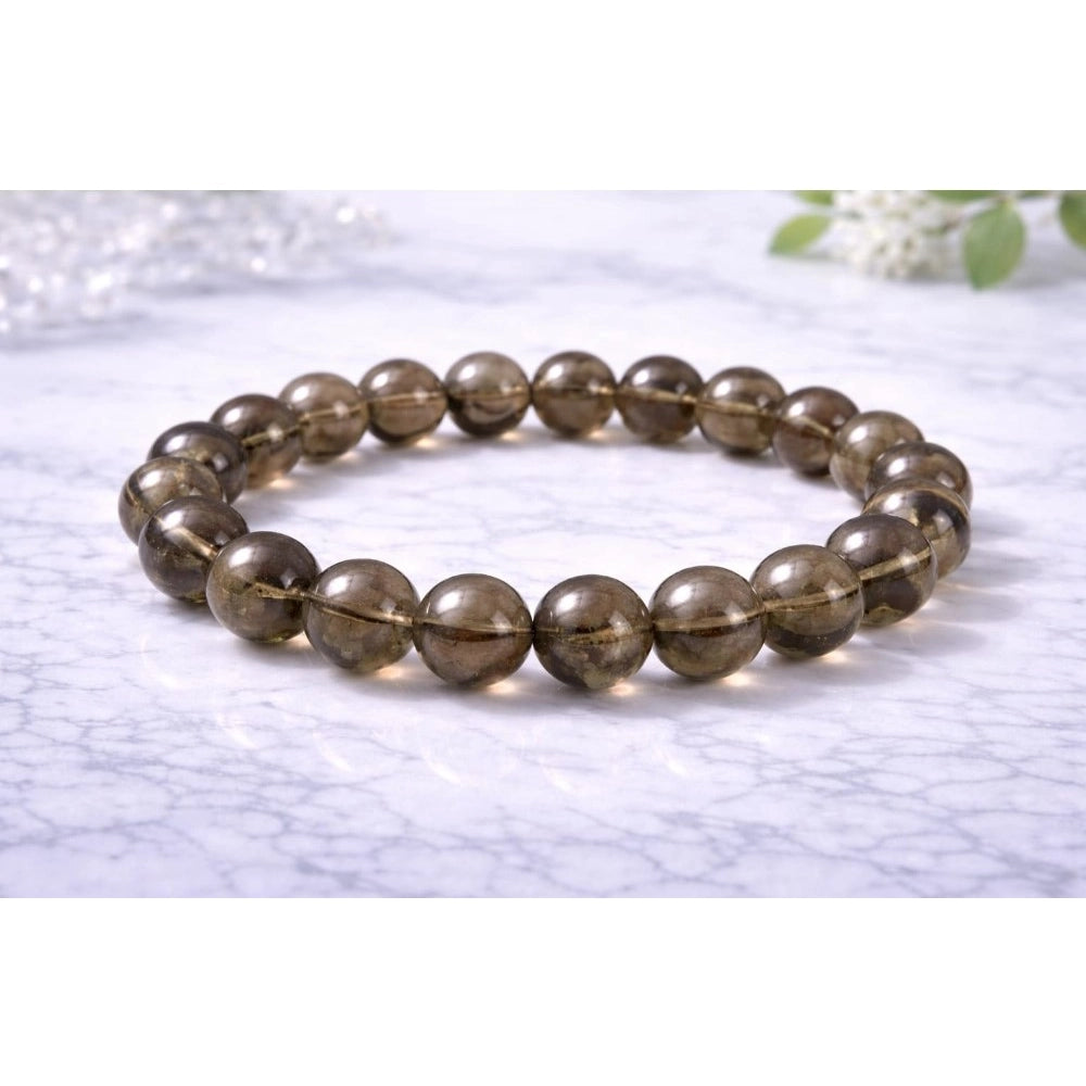Generic Natural Crystal 8mm Smoky Quartz Bracelet (Brown)