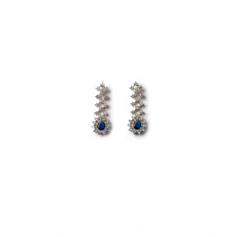 Women's Blue Brass Silver Plated Necklace Set
