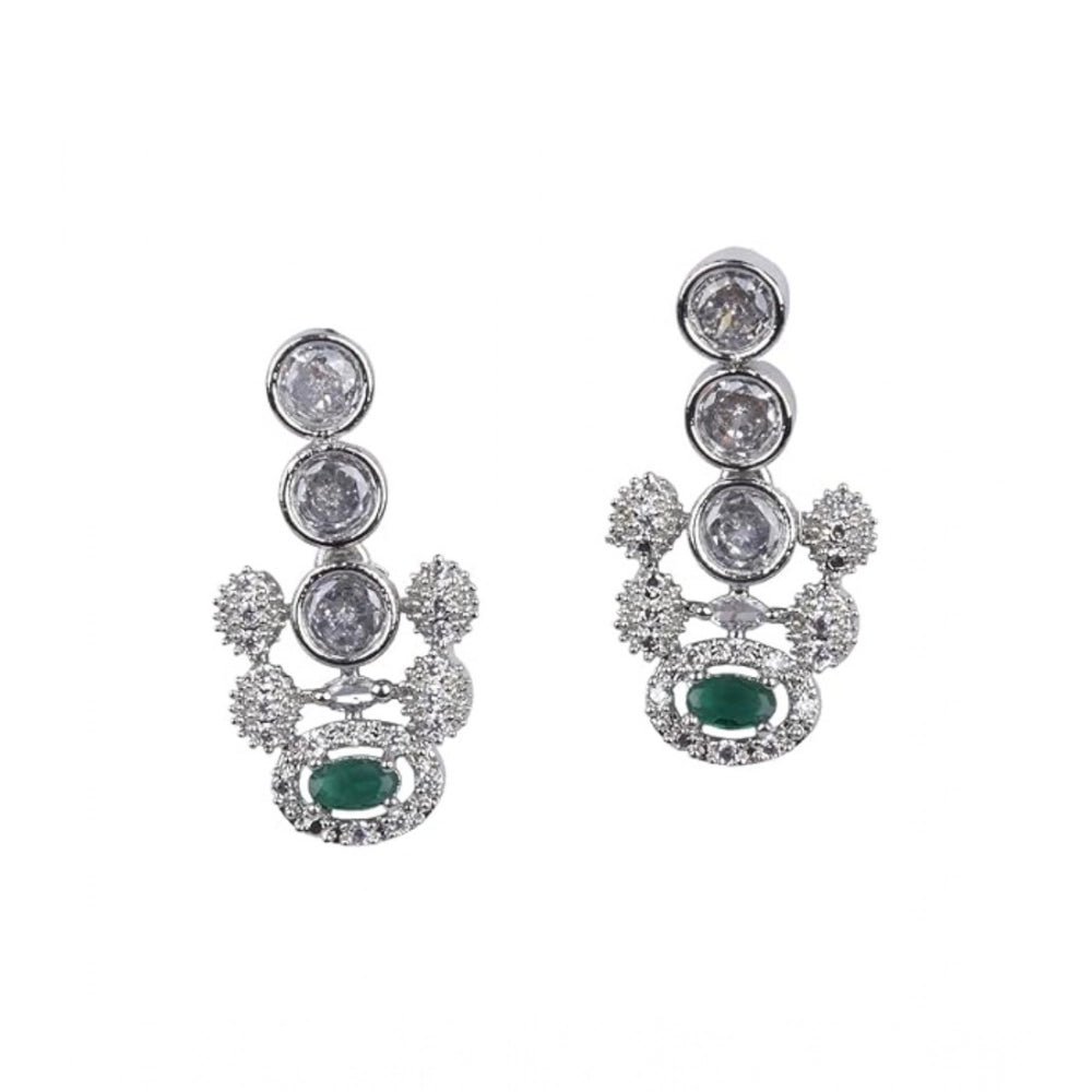 Women's Green Brass Silver Plated Necklace Set