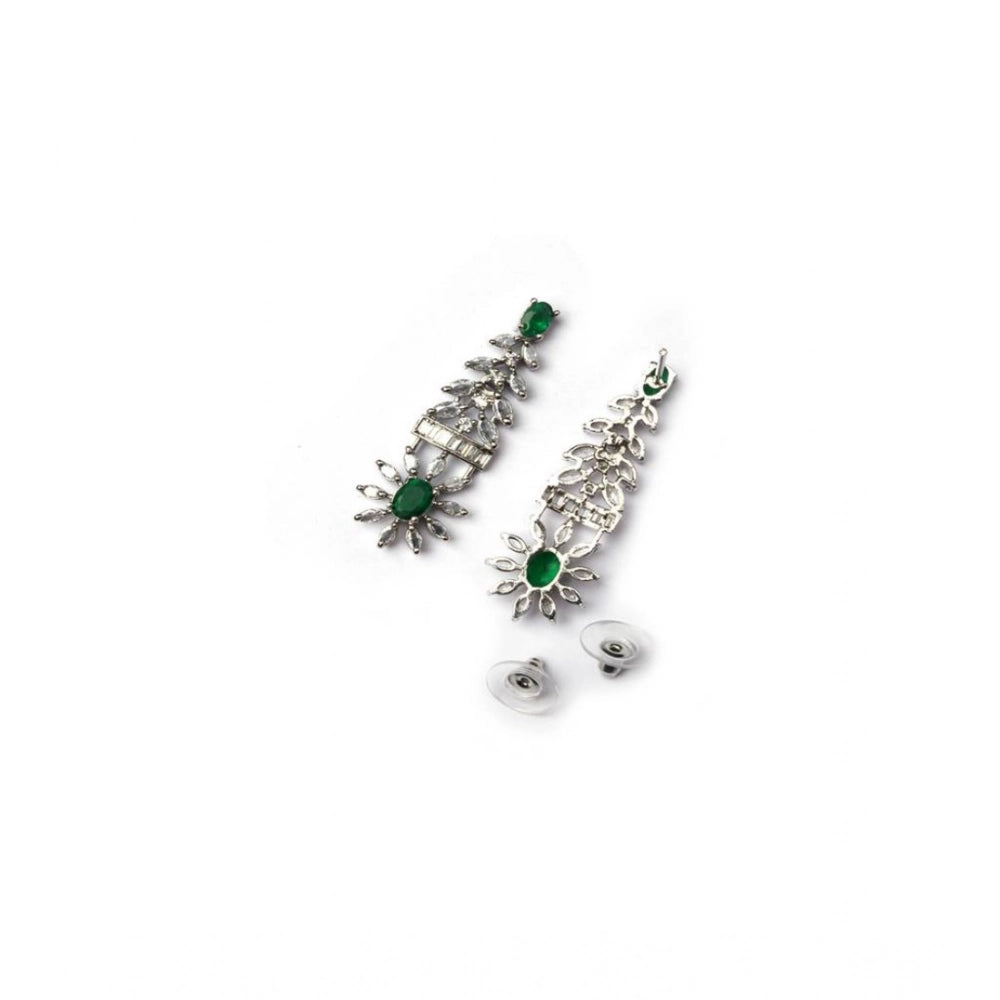 Women's Green Brass Silver Plated Necklace Seta