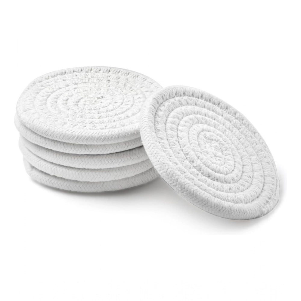 Generic Cotton Rope Drink Coasters 6 Pcs Set (White)