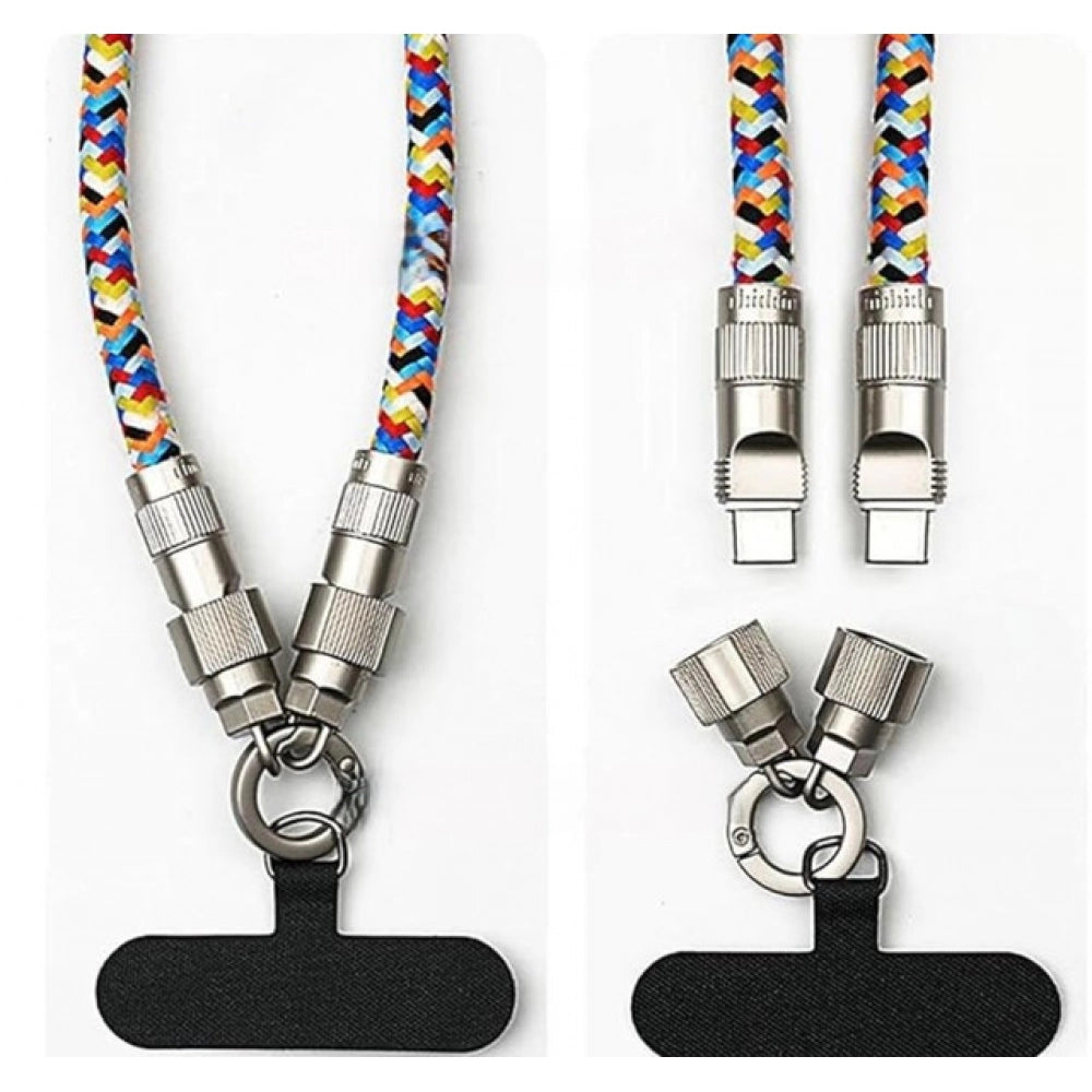 Generic Pack of 2 USB Charging Cable Lanyard (Multicolor)