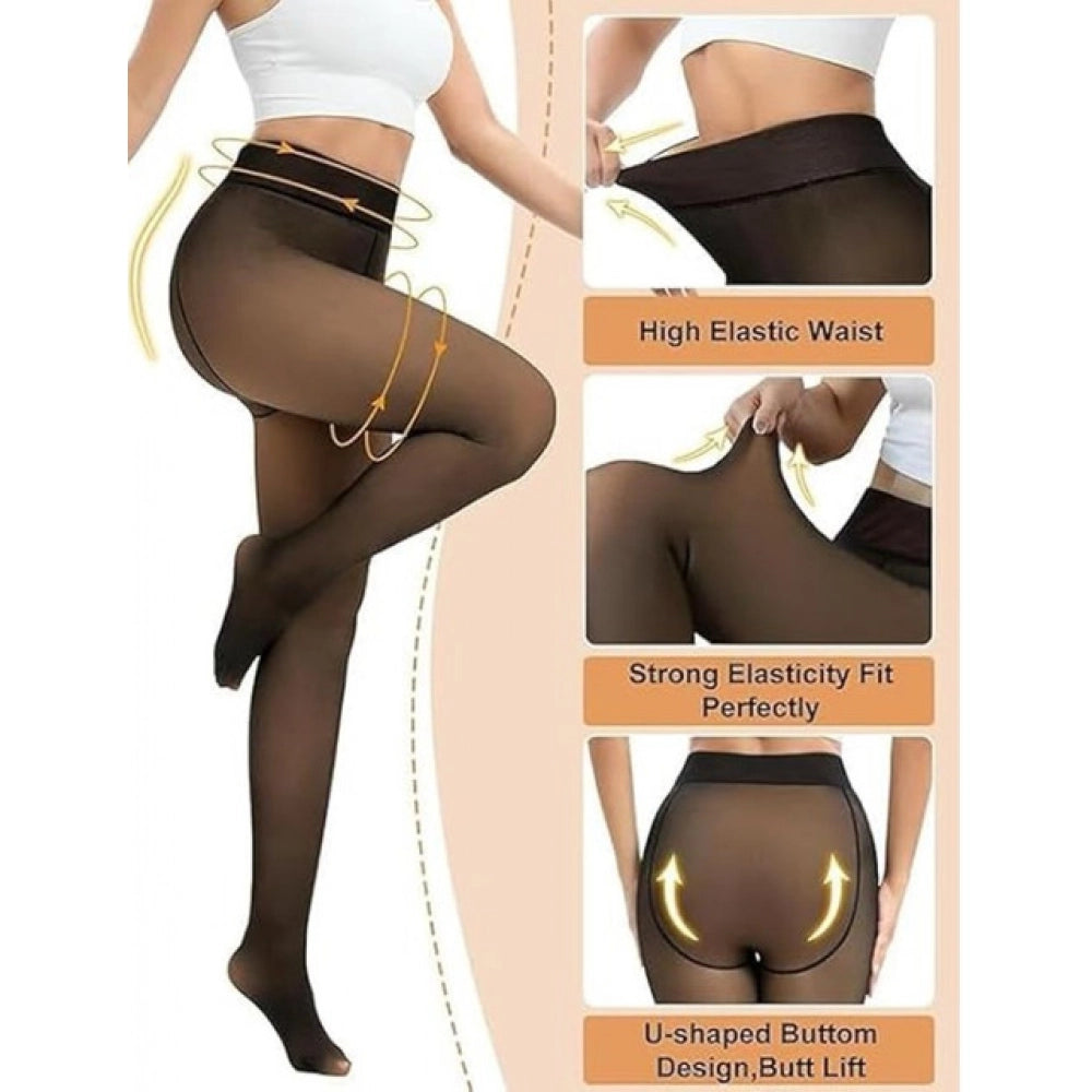 Generic Women's Fleece Lined Sheer Warm Stretch Tights