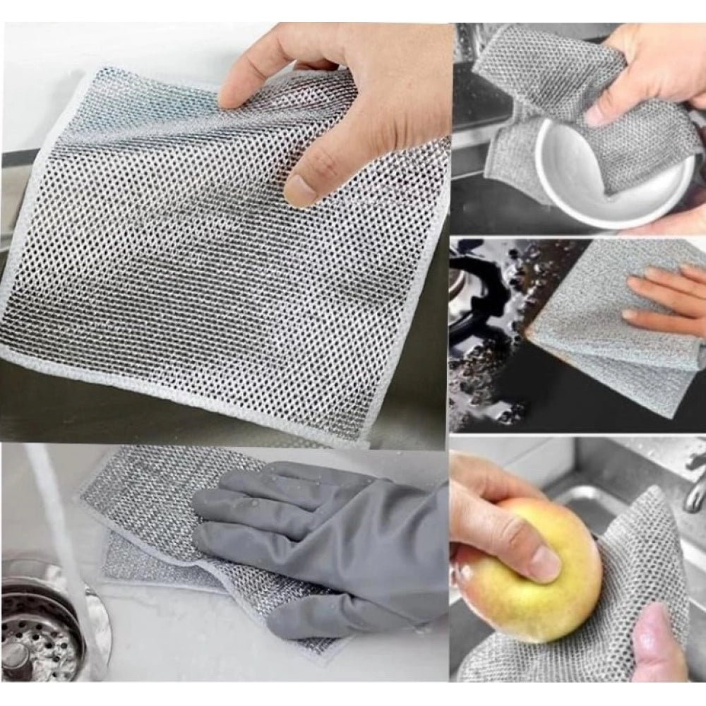 Pack of 5 Stainless Steel Dishwash Scrub | Silver