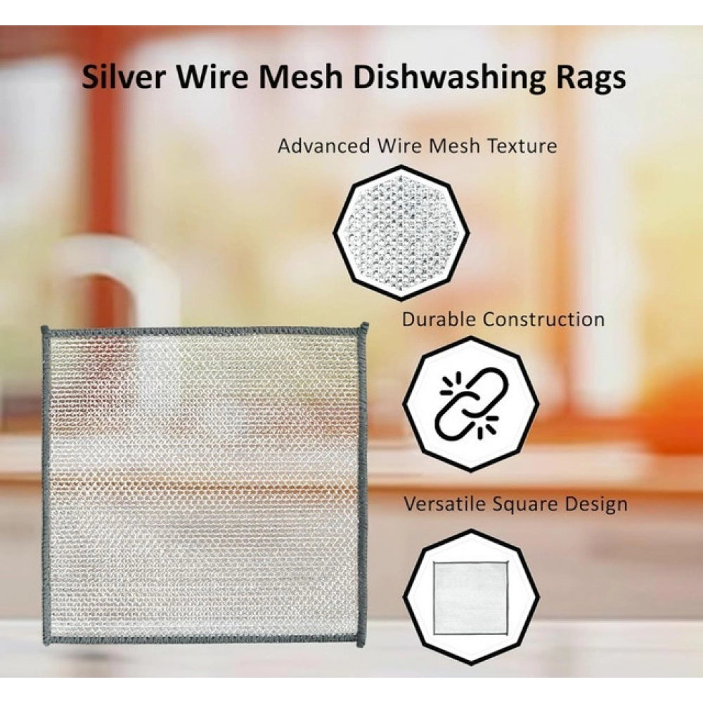 Pack of 15 Stainless Steel Dishwash Scrubbers – Silver | Kitchen Cleaning Scrub