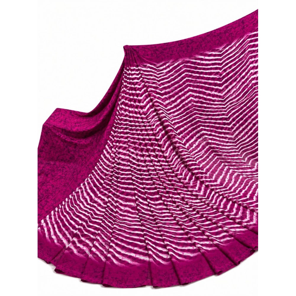 Women's Magenta Georgette Printed Saree with Unstitched Blouse