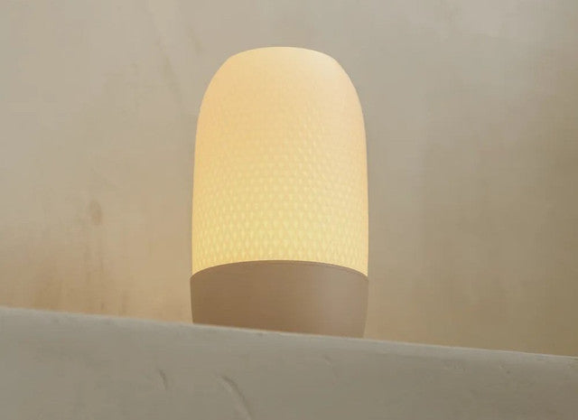 Generic Plastic Table Lamp With Diamond Pattern (White-Grey)
