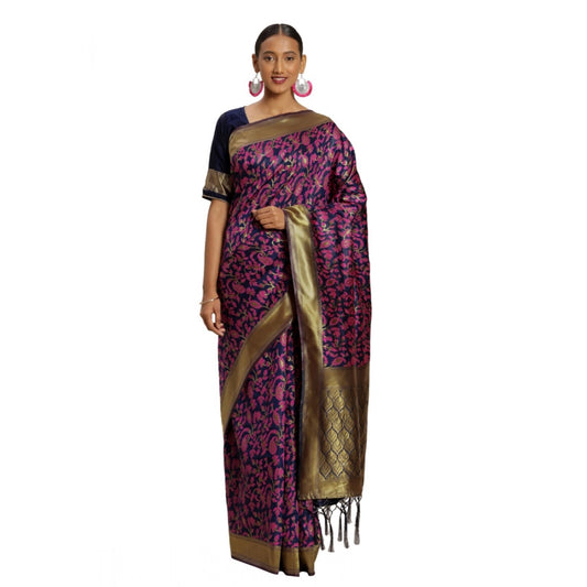 Generic Women's Multi-Color Banarasi Silk Woven Saree With Blouse 5.5 Mtrs
