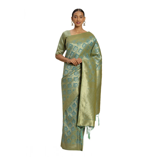 Women's Sky Blue Banarasi Silk Saree with Blouse – 5-6 Mtr