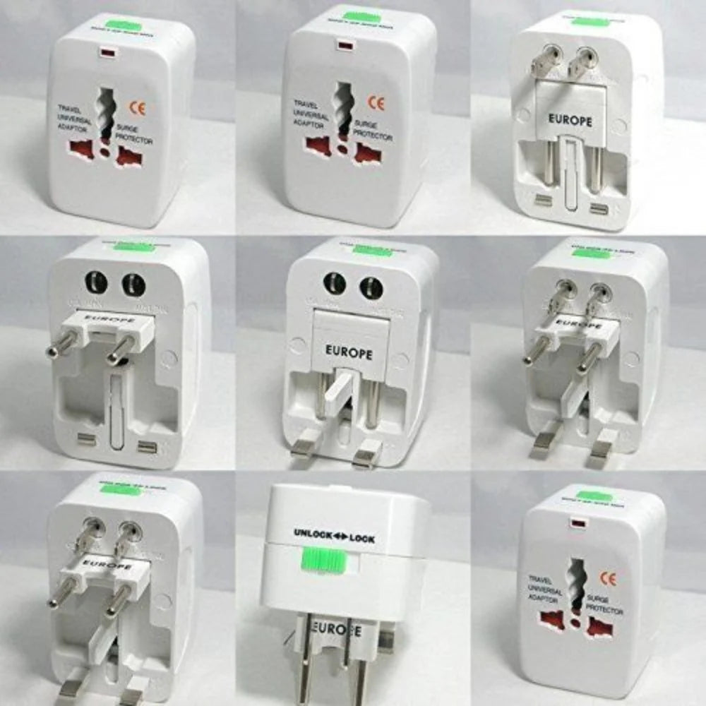 Universal Travel Adapter with 125V 6A, 250V Surge_Spike Protected Electrical Plug White (White)