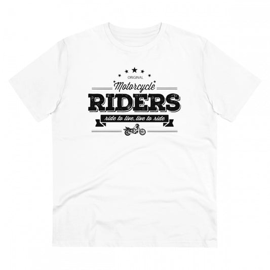Generic Men's PC Cotton Bike Ride Design Printed T Shirt (Color: White, Thread Count: 180GSM)