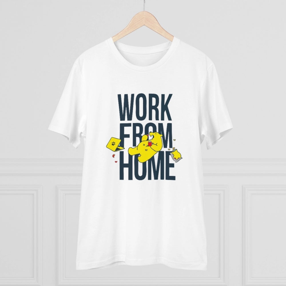 Generic Men's PC Cotton Work From Home Desing Printed T Shirt (Color: White, Thread Count: 180GSM)