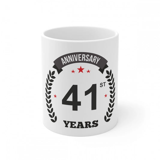 Generic Ceramic 41st Anniversary Printed Coffee Mug (Color: White, Capacity:330ml)