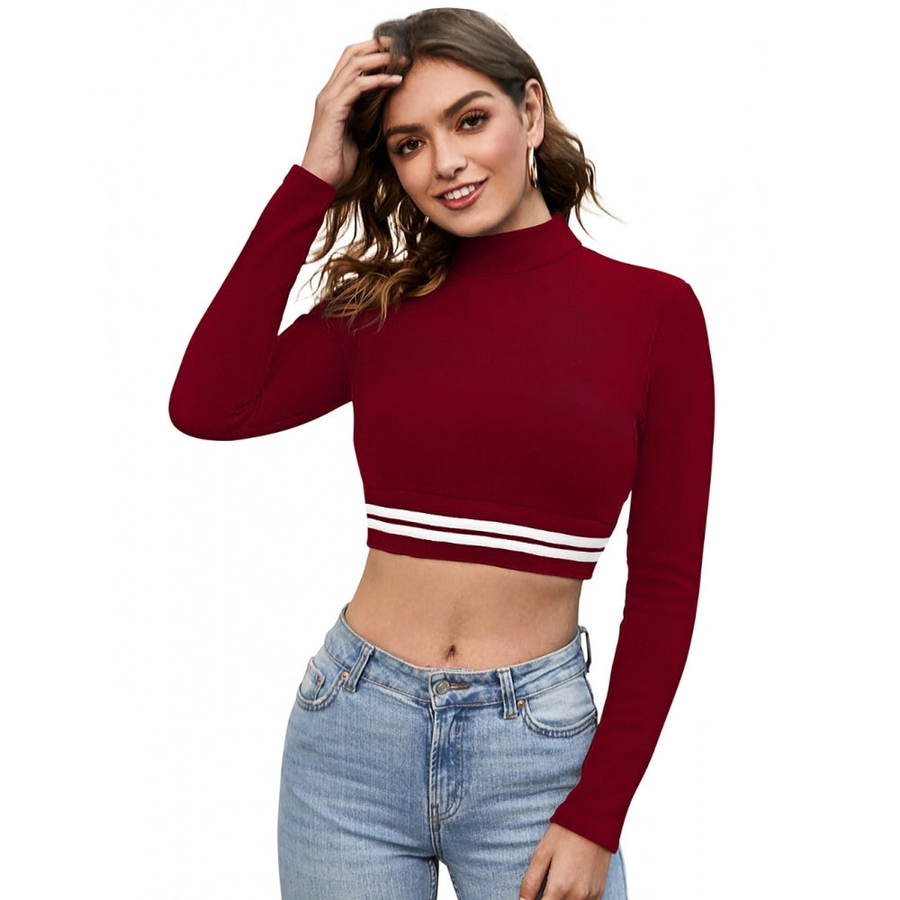 Women's Western Wear Hosiery Crop Top – Maroon