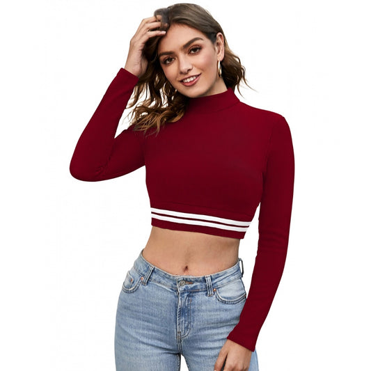 Women's Western Wear Hosiery Crop Top – Maroon