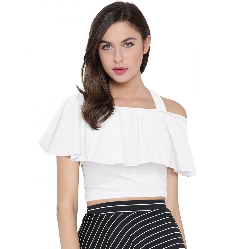 Women's Western Wear Hosiery Crop Top – White