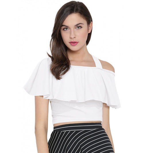 Women's Western Wear Hosiery Crop Top – White
