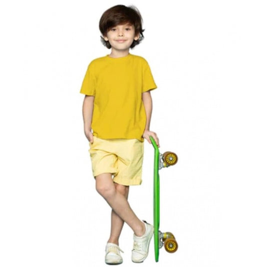 Boys Cotton Half Sleeve T-Shirt (Yellow)