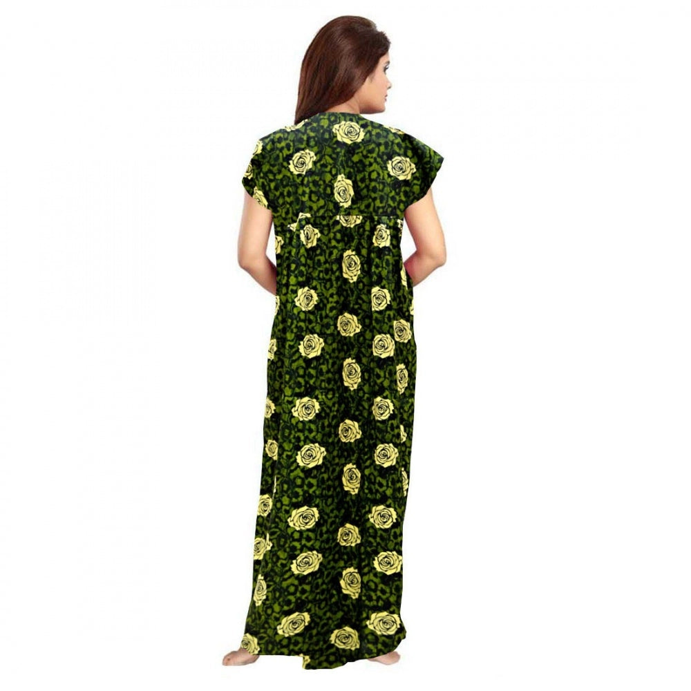 Generic Women's Cotton Printed Maxi Nighty – Green