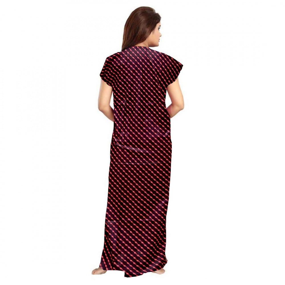 Generic Women's Cotton Printed Maxi Nighty – Brown
