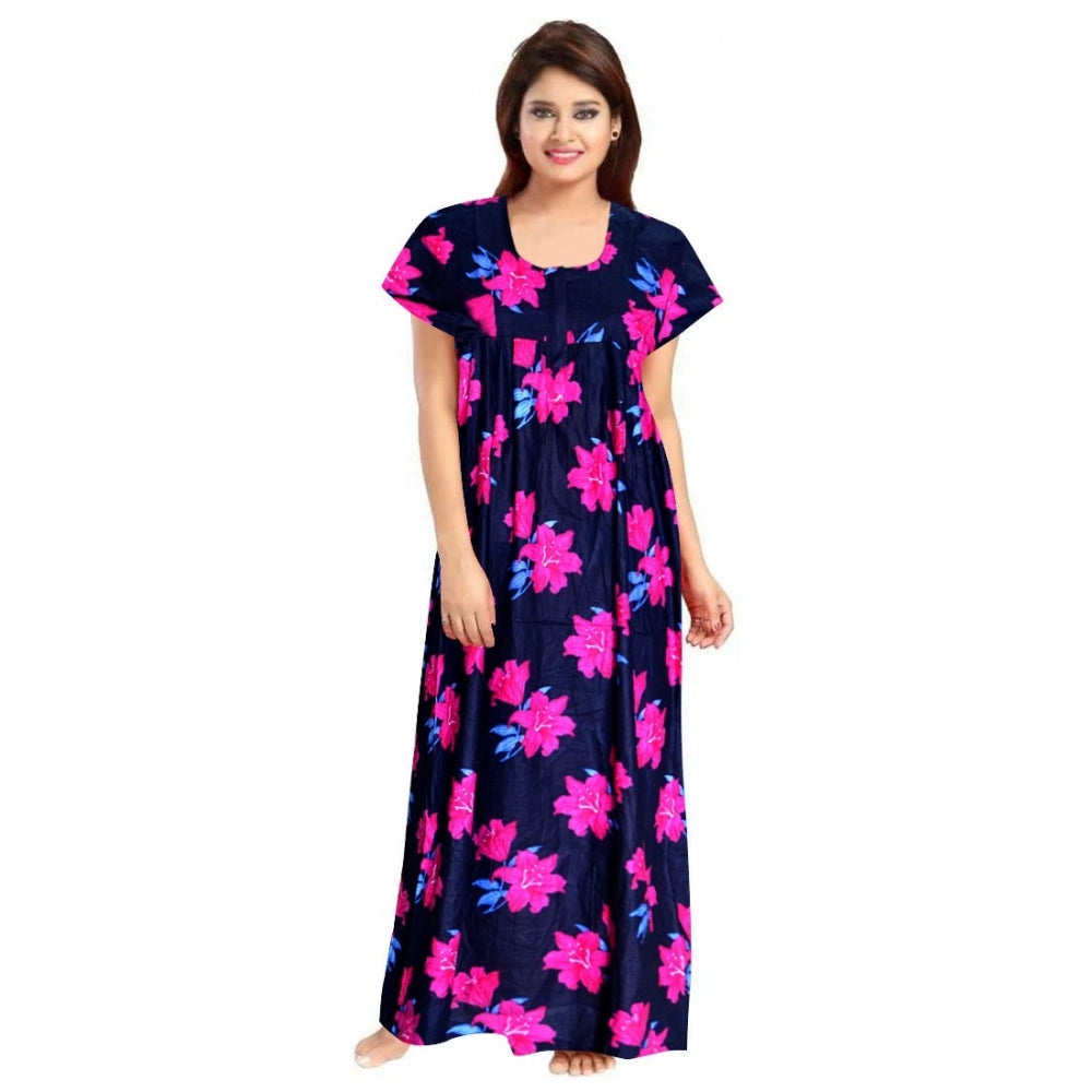 Generic Women's Cotton Printed Maxi Nighty – Pink