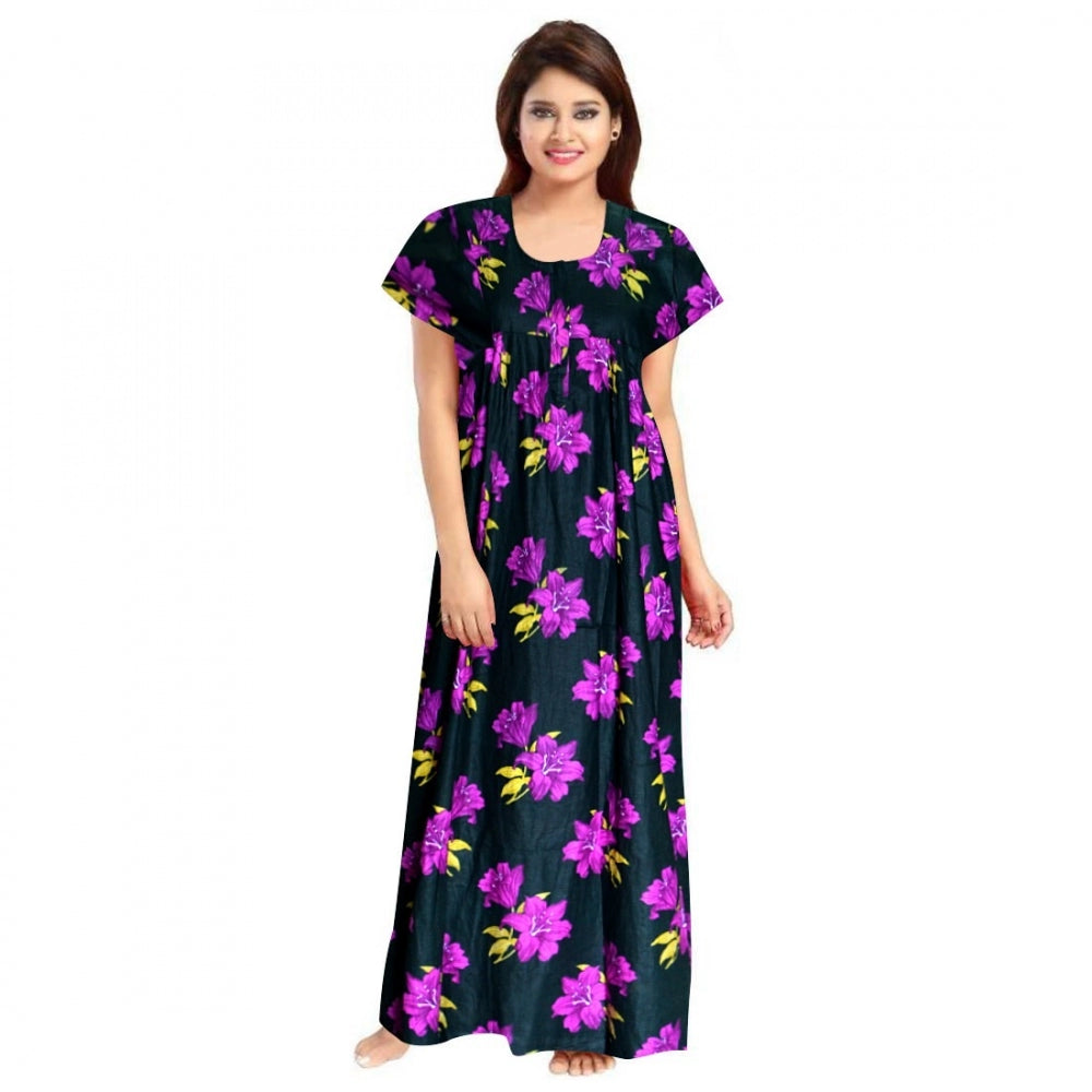 Generic Women's Cotton Printed Maxi Nighty – Pink