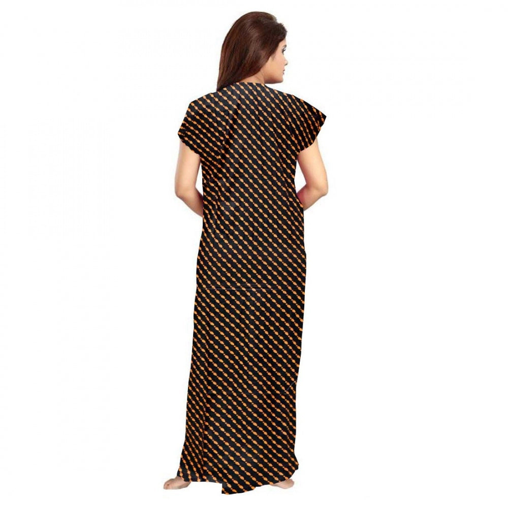 Generic Women's Cotton Printed Maxi Nighty – Brown